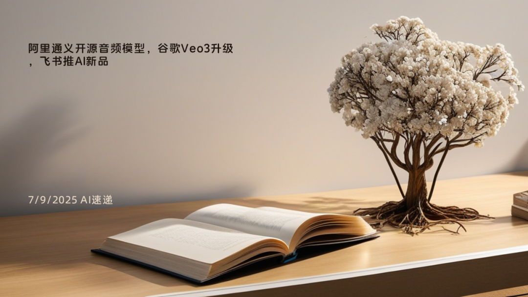 7/9/2025 AI速遞 | 阿里通義開源音頻模型，谷歌Veo3升級，飛書推AI新品
